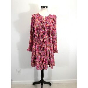 Gap Ruffle Long Sleeve Floral Lined Shirtdress‎ Pink Multi Size XS NWT